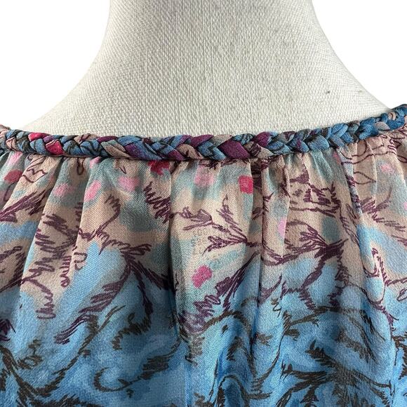 Diane Von Furstenburg Silk Blue Pink Peelo Blouse Size 4 Sheer Chiffon - Picture 12 of 16